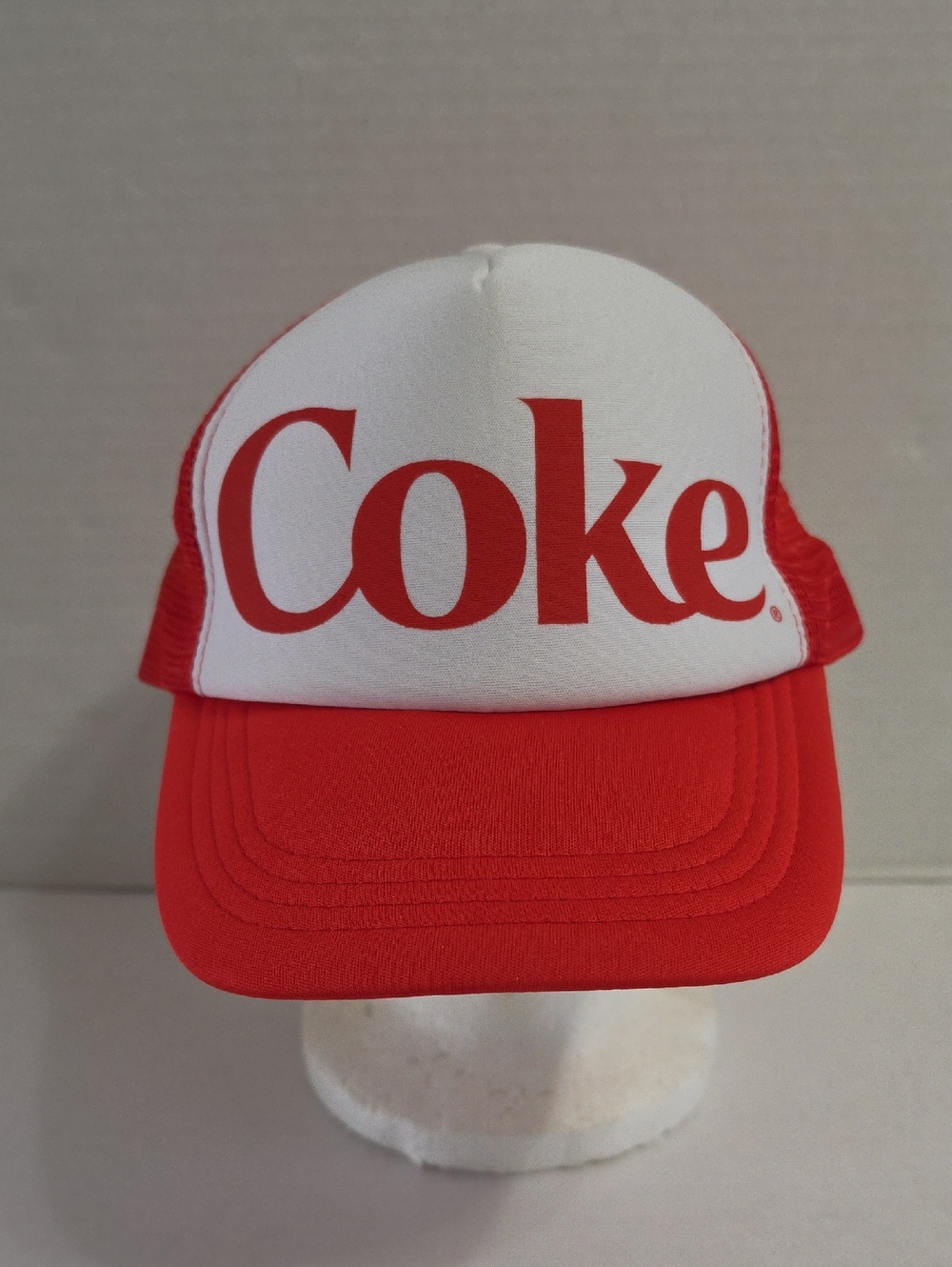 Coca Cola Red and White Mesh Logo Trucker Cap *EUC*